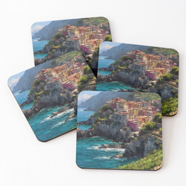 Item preview, Manarola Cinque Terre Italy Panoramic Coastal View Terraced Vineyards Ligurian Sea designed and sold by daila70.