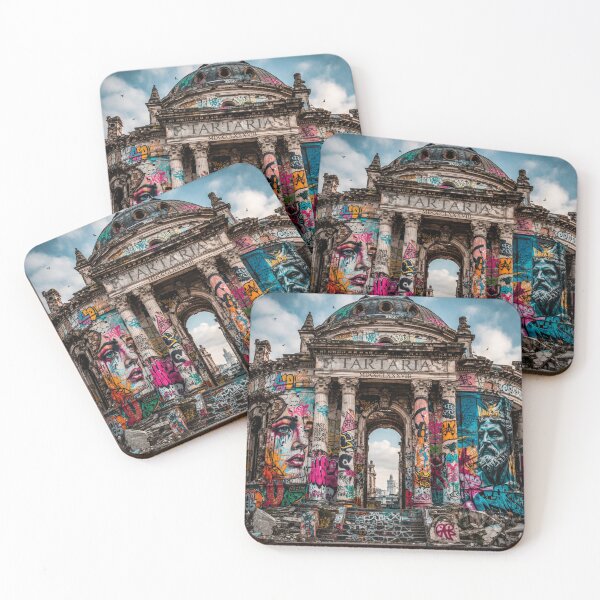 Item preview, Ancient Tartaria Graffiti Art Print – Urban Street Art Ruins, Classical Architecture Meets Modern Graffiti Wall Decor designed and sold by Emoji Emblems.