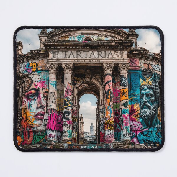 Item preview, Ancient Tartaria Graffiti Art Print – Urban Street Art Ruins, Classical Architecture Meets Modern Graffiti Wall Decor designed and sold by Emoji Emblems.