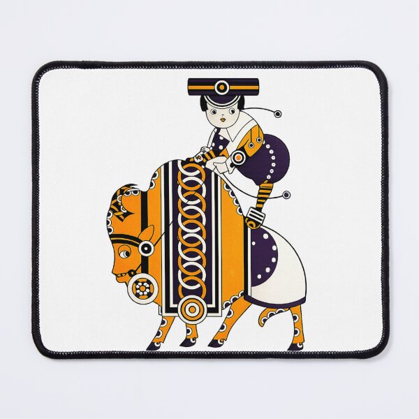 Item preview, Art Deco Illustration Geometric Buffalo Rider for Vintage Art Lovers designed and sold by RickE.