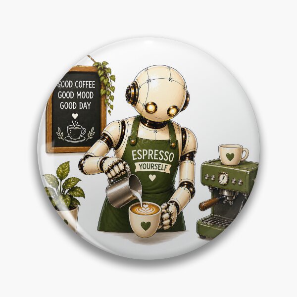 Item preview, Robot Barista – Espresso Yourself Funny Coffee Lover Design designed and sold by Digital Culture Studio.