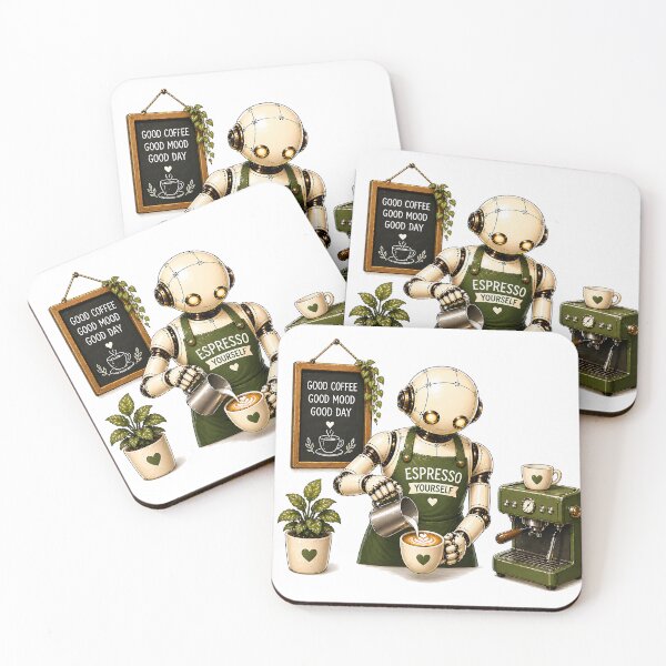 Item preview, Robot Barista – Espresso Yourself Funny Coffee Lover Design designed and sold by Digital Culture Studio.