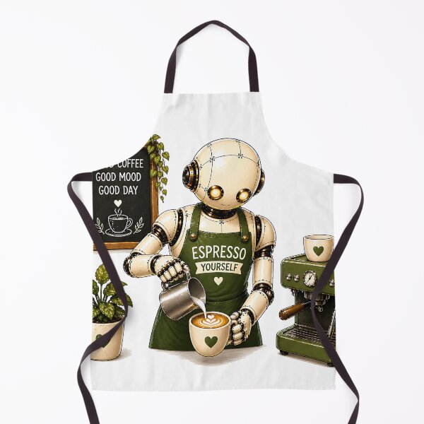 Item preview, Robot Barista – Espresso Yourself Funny Coffee Lover Design designed and sold by Digital Culture Studio.