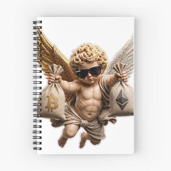 Item preview, Crypto Angel T-Shirt & Sticker – Bitcoin Ethereum Cherub Design designed and sold by Puraenergia Stickers.