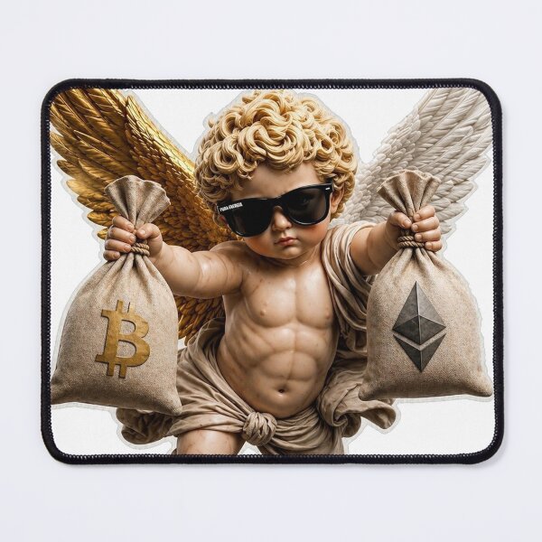 Item preview, Crypto Angel T-Shirt & Sticker – Bitcoin Ethereum Cherub Design designed and sold by Puraenergia Stickers.