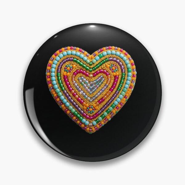 Item preview, Vibrant Seed Bead Embroidery Heart - Intricate Boho Art designed and sold by Lozarux.