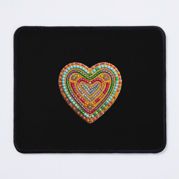 Item preview, Vibrant Seed Bead Embroidery Heart - Intricate Boho Art designed and sold by Lozarux.