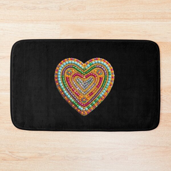 Item preview, Vibrant Seed Bead Embroidery Heart - Intricate Boho Art designed and sold by Lozarux.