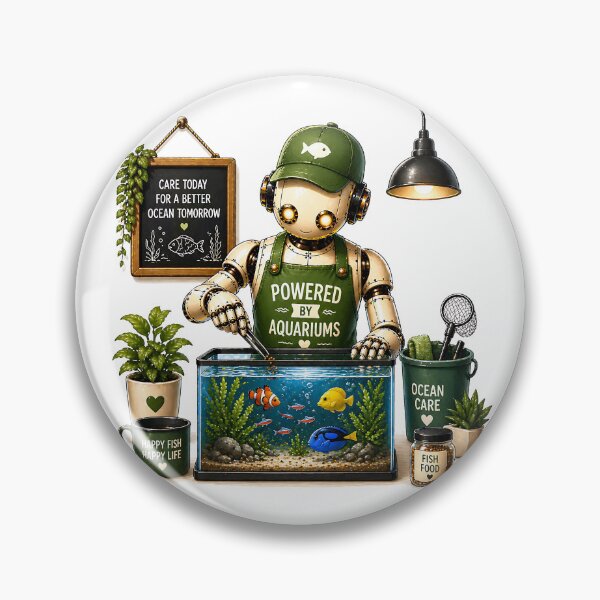 Item preview, Robot Aquarium Keeper – Powered by Aquariums Funny Fish Tank Design designed and sold by Digital Culture Studio.