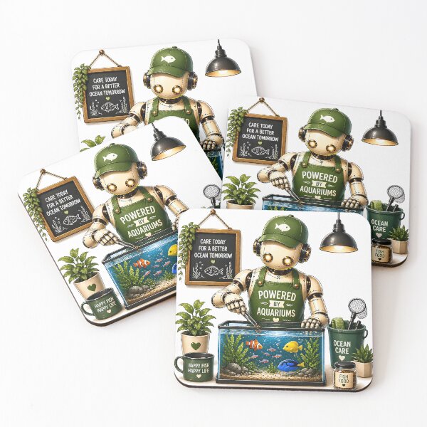 Item preview, Robot Aquarium Keeper – Powered by Aquariums Funny Fish Tank Design designed and sold by Digital Culture Studio.