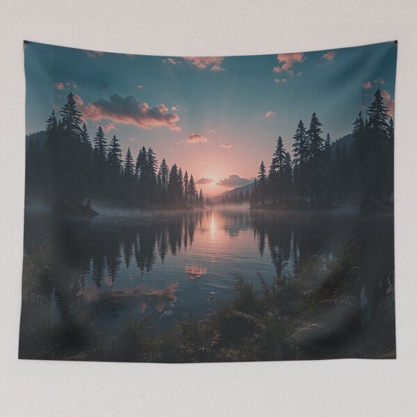 Item preview, Sunset Mountain Lake Wall Art designed and sold by BeautifulVirtues.