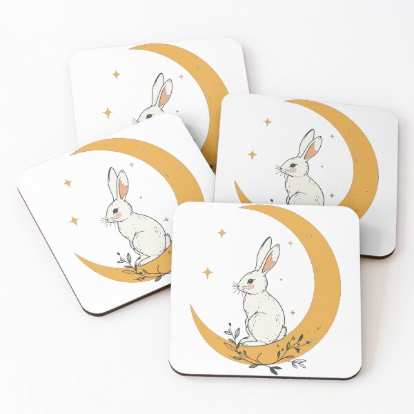 Item preview, Mystical Celestial Rabbit on Crescent Moon Art designed and sold by BestChoiceService.