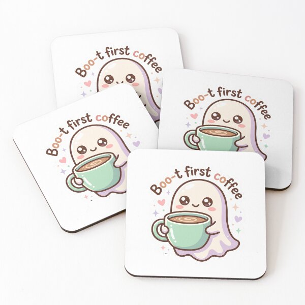 Item preview, Boo-t First Coffee | Cute Kawaii Ghost Coffee Lover designed and sold by ItsArtisticLab.