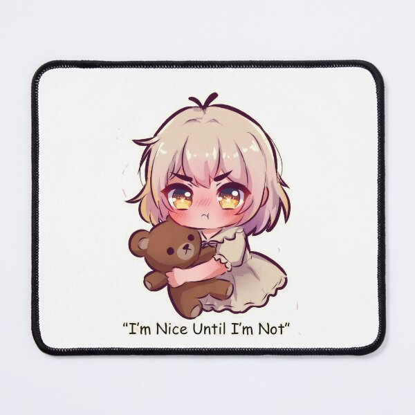 Item preview, Cute character holding teddy bear with worried expression and a quote about being nice designed and sold by SpaceartLilu.