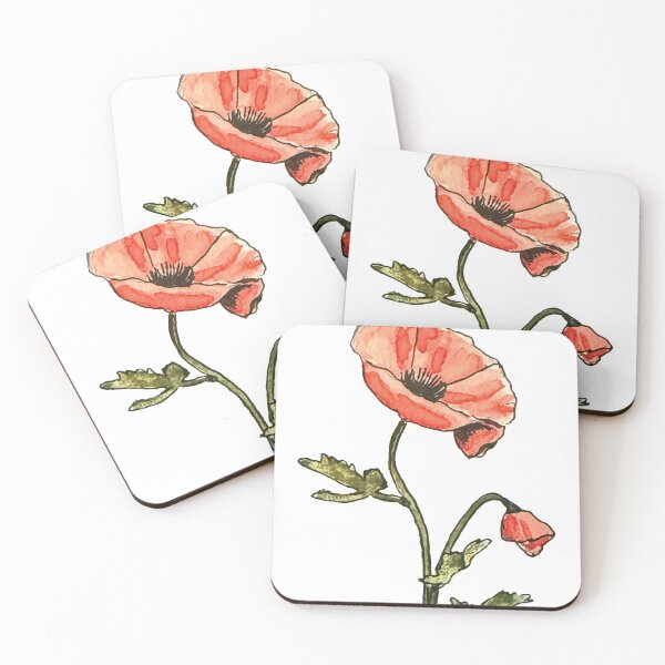 Item preview, Cute Hand Painted red poppy flower in watercolor designed and sold by a.dadash.