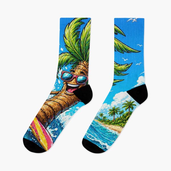 Item preview, Surfing Palm Tree Cartoon Shirt – Funny Summer Beach Vibes, Cute Tropical Surfer Design, Ocean Wave Retro T-Shirt designed and sold by Emoji Emblems.