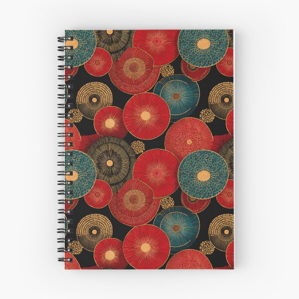 Item preview, Ornate Red Teal Gold Abstract Circles Pattern designed and sold by NicolasGlowArt.