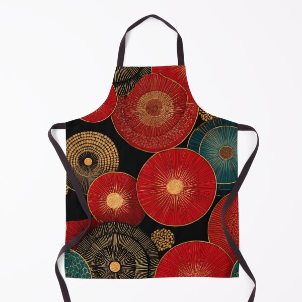 Item preview, Ornate Red Teal Gold Abstract Circles Pattern designed and sold by NicolasGlowArt.