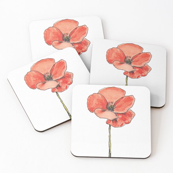 Item preview, Cute Hand Painted red poppy flower in watercolor designed and sold by a.dadash.