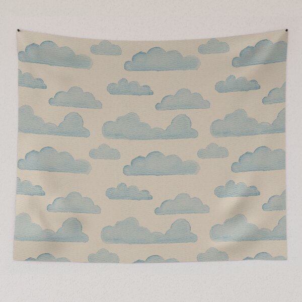 Item preview, Dreamtime Clouds Watercolor Pattern - Dove + Peacock designed and sold by Irene Estelle.