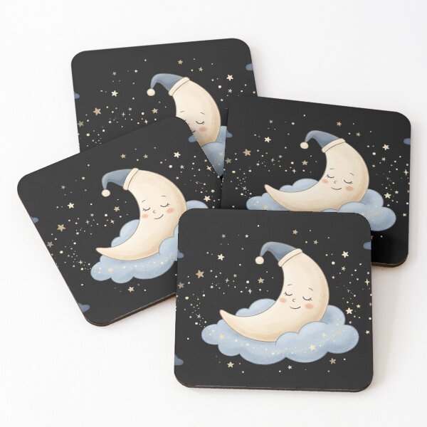 Item preview, Sleeping Crescent Moon on Cloud Nursery Wall Art designed and sold by artlife4.