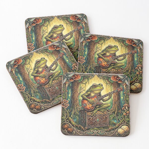 Item preview, Art Nouveau Guitar Frog: Guitar in the Enchanted Swamp designed and sold by DsTeesApparel.