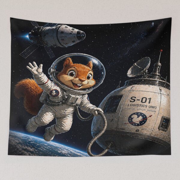 Item preview, Space Squirrel Astronaut – Logistics Unit S-01 designed and sold by SecretSquirrellDesigns.