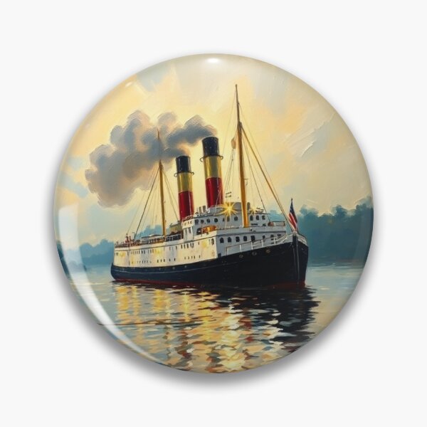 Item preview, A steam ship on the River Peenestrom. designed and sold by oldMastersofart.