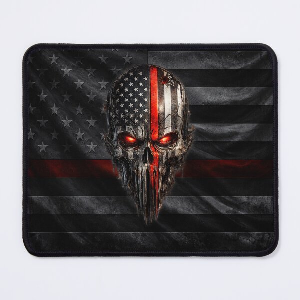 Item preview, Thin Red Line Firefighter Skull American Flag Design designed and sold by artistwill.