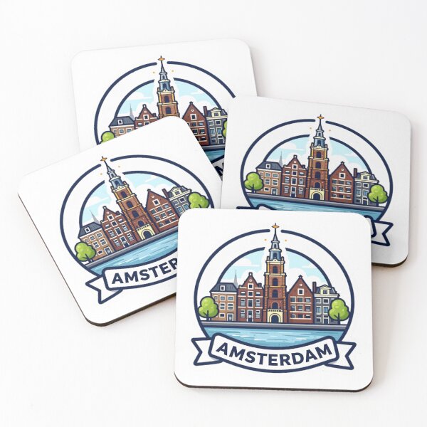 Item preview, Amsterdam travel badge designed and sold by AnimalAirtistry.