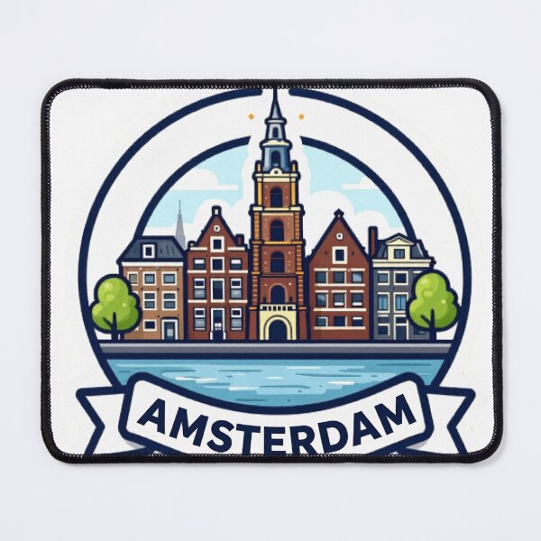 Item preview, Amsterdam travel badge designed and sold by AnimalAirtistry.