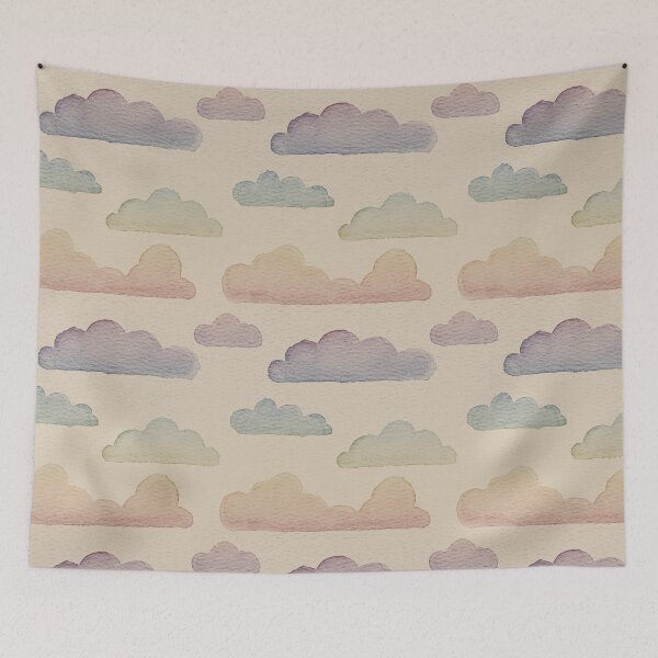 Item preview, Dreamtime Clouds Watercolor Pattern - Dove + Rainbow Sunset designed and sold by Irene Estelle.