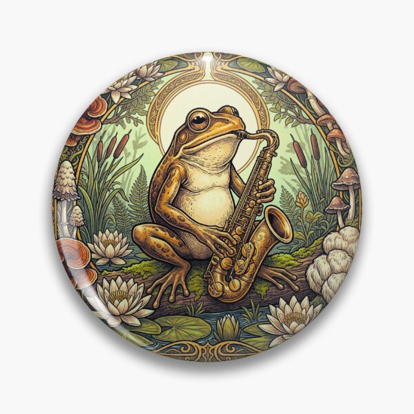 Item preview, Art Nouveau Jazz Frog: Saxophone in the Enchanted Swamp designed and sold by DsTeesApparel.