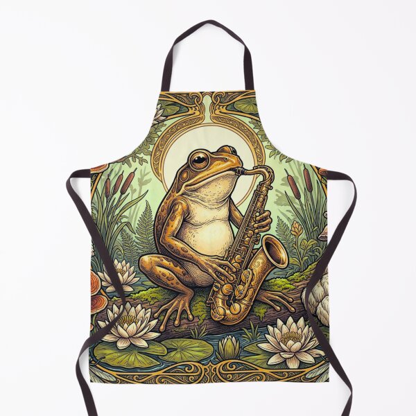 Item preview, Art Nouveau Jazz Frog: Saxophone in the Enchanted Swamp designed and sold by DsTeesApparel.
