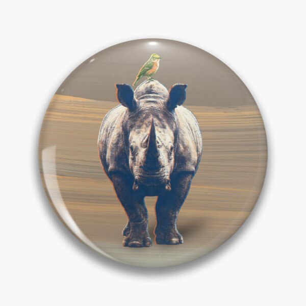Item preview, Rhino with Bird in the Desert Risograph Collage Aesthetic designed and sold by TackyTime.