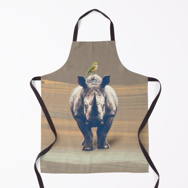 Item preview, Rhino with Bird in the Desert Risograph Collage Aesthetic designed and sold by TackyTime.