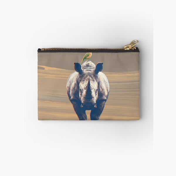 Item preview, Rhino with Bird in the Desert Risograph Collage Aesthetic designed and sold by TackyTime.