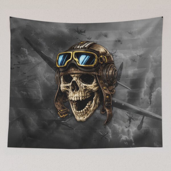 Item preview, Vintage War Pilot Skull American Flag Aviation Design designed and sold by artistwill.