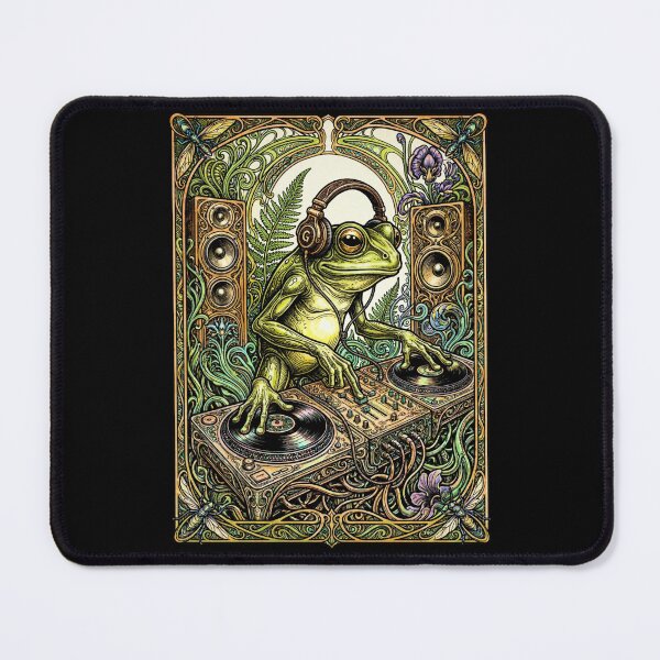 Item preview, Art Nouveau DJ Frog - Turntables in the Enchanted Swamp designed and sold by DsTeesApparel.