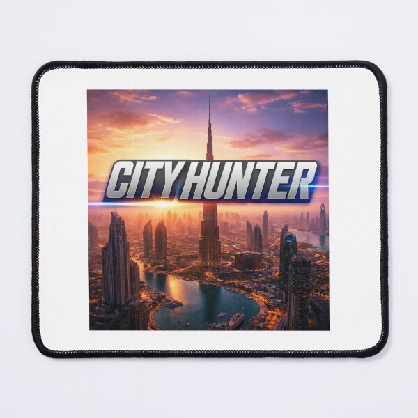 Item preview, City Hunter futuristic skyline at sunset designed and sold by STICKOANIME.