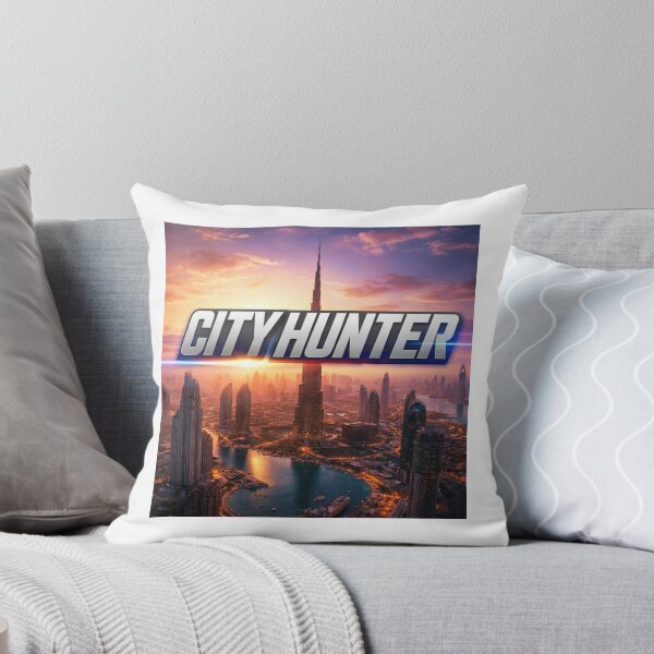 Item preview, City Hunter futuristic skyline at sunset designed and sold by STICKOANIME.