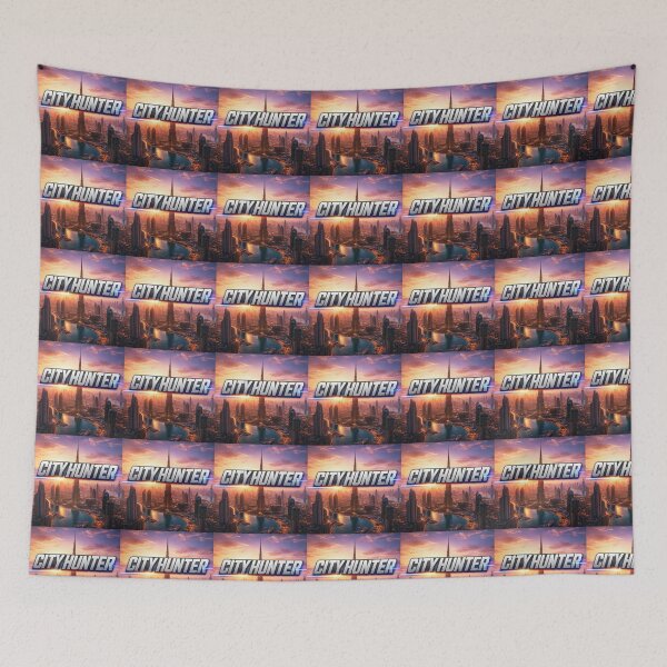 Item preview, City Hunter futuristic skyline at sunset designed and sold by STICKOANIME.