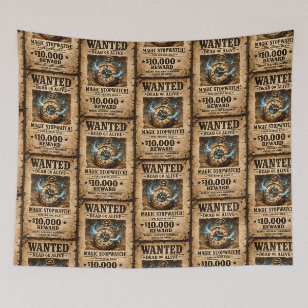 Item preview, Wanted Magic Stopwatch Vintage Western Poster Wall Art designed and sold by TeeTimeTreasure.