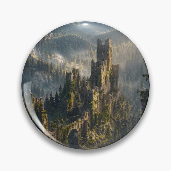 Item preview, Ancient Ruined Castle in Forest Mountains | Forgotten Medieval Kingdom Landscape designed and sold by DrakariArt.