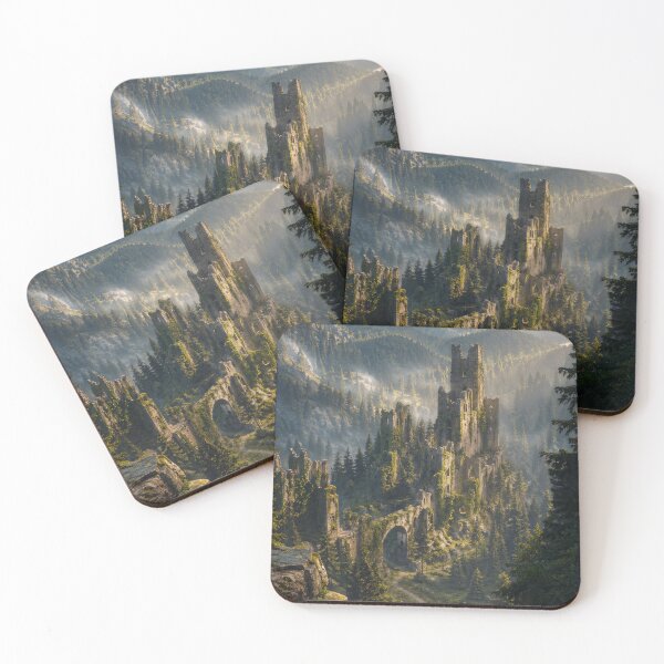 Item preview, Ancient Ruined Castle in Forest Mountains | Forgotten Medieval Kingdom Landscape designed and sold by DrakariArt.
