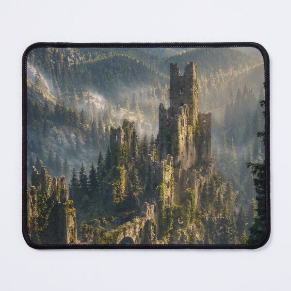 Item preview, Ancient Ruined Castle in Forest Mountains | Forgotten Medieval Kingdom Landscape designed and sold by DrakariArt.