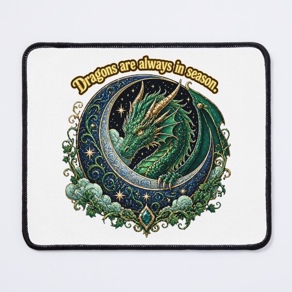 Item preview, Dragons are always in season Green Dragon Crescent Moon designed and sold by chattsuede.