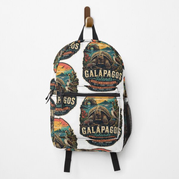 Item preview, Galapagos Islands Nature's Masterpiece – Vintage Wildlife Sticker Design | Giant Tortoise Blue-Footed Booby Marine Iguana Ecuador Travel Art designed and sold by CosmicSplendor.