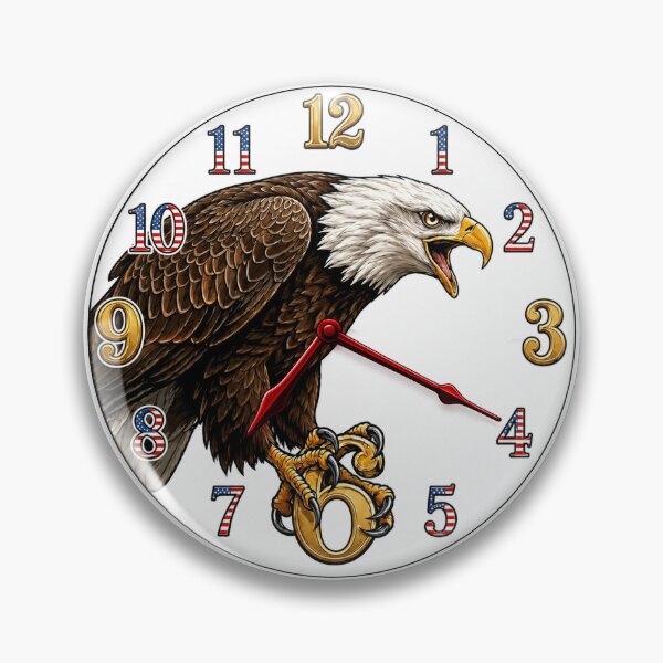 Item preview, American Bald Eagle Clock Design with Patriotic Flag numbers designed and sold by SeriouslyArtistical.