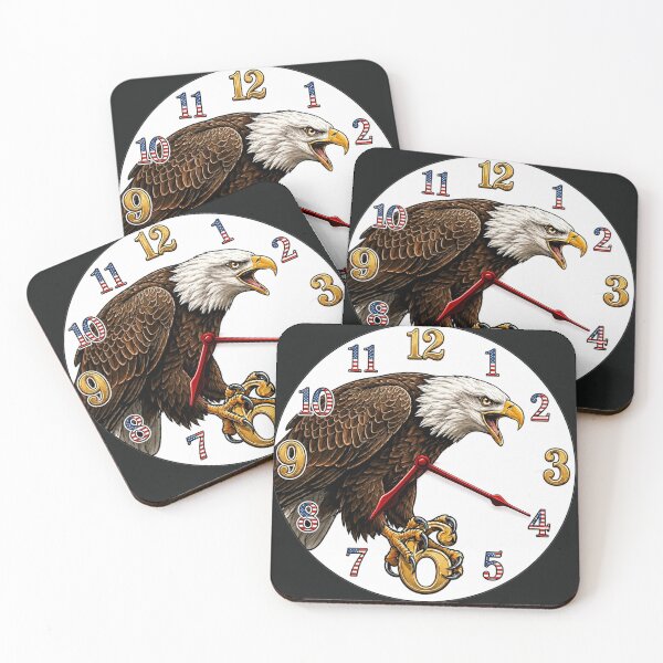 Item preview, American Bald Eagle Clock Design with Patriotic Flag numbers designed and sold by SeriouslyArtistical.
